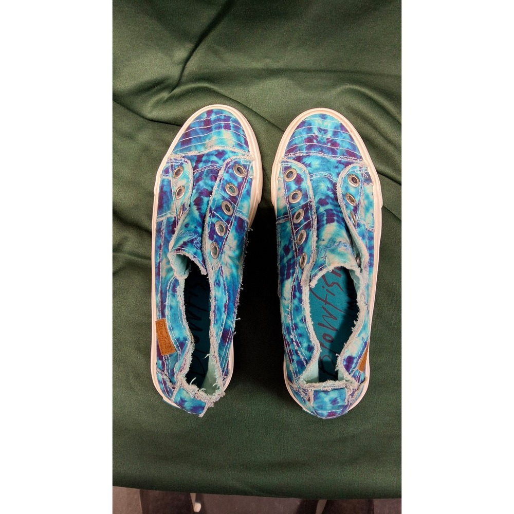 Blowfish Malibu Womens Blue Purple Tie Dye Canvas Slip On Sneakers Size 5.5. /b7